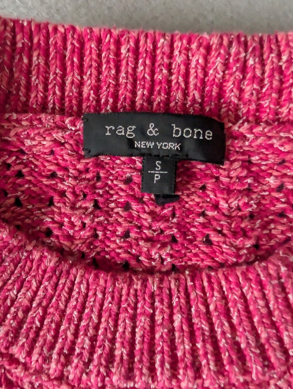 Rag & Bone Edie Open Stitch Pink Knit Crewneck Cotton Blend Sweater Sz Small image 6